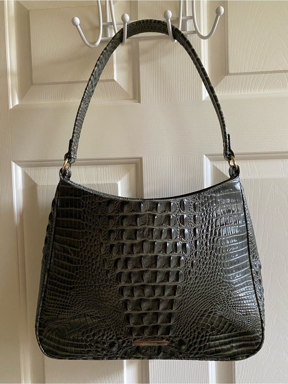 Brahmin Black Croc-Embossed handbag